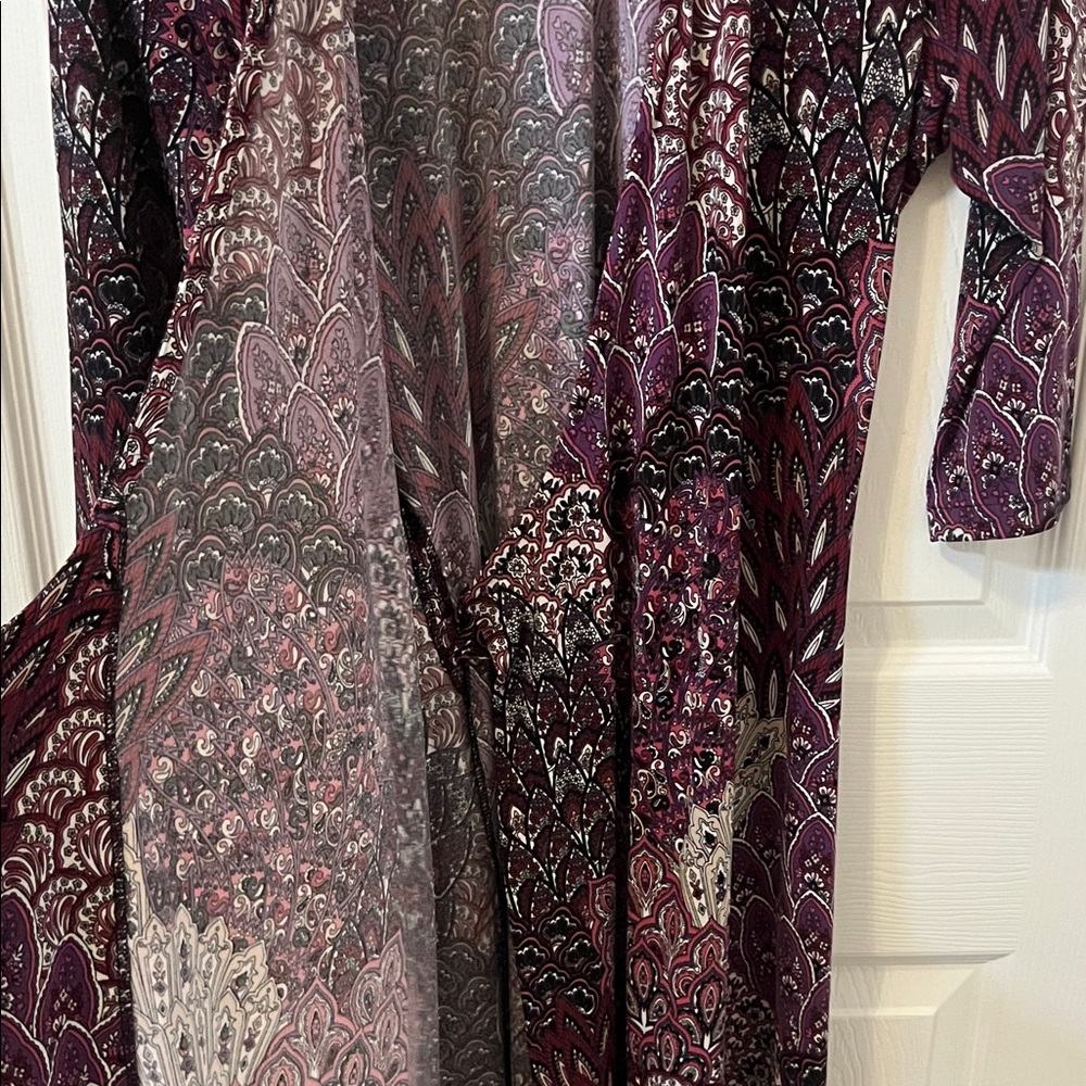 Purple Patterned Wrap Dress - Picture 4 of 5